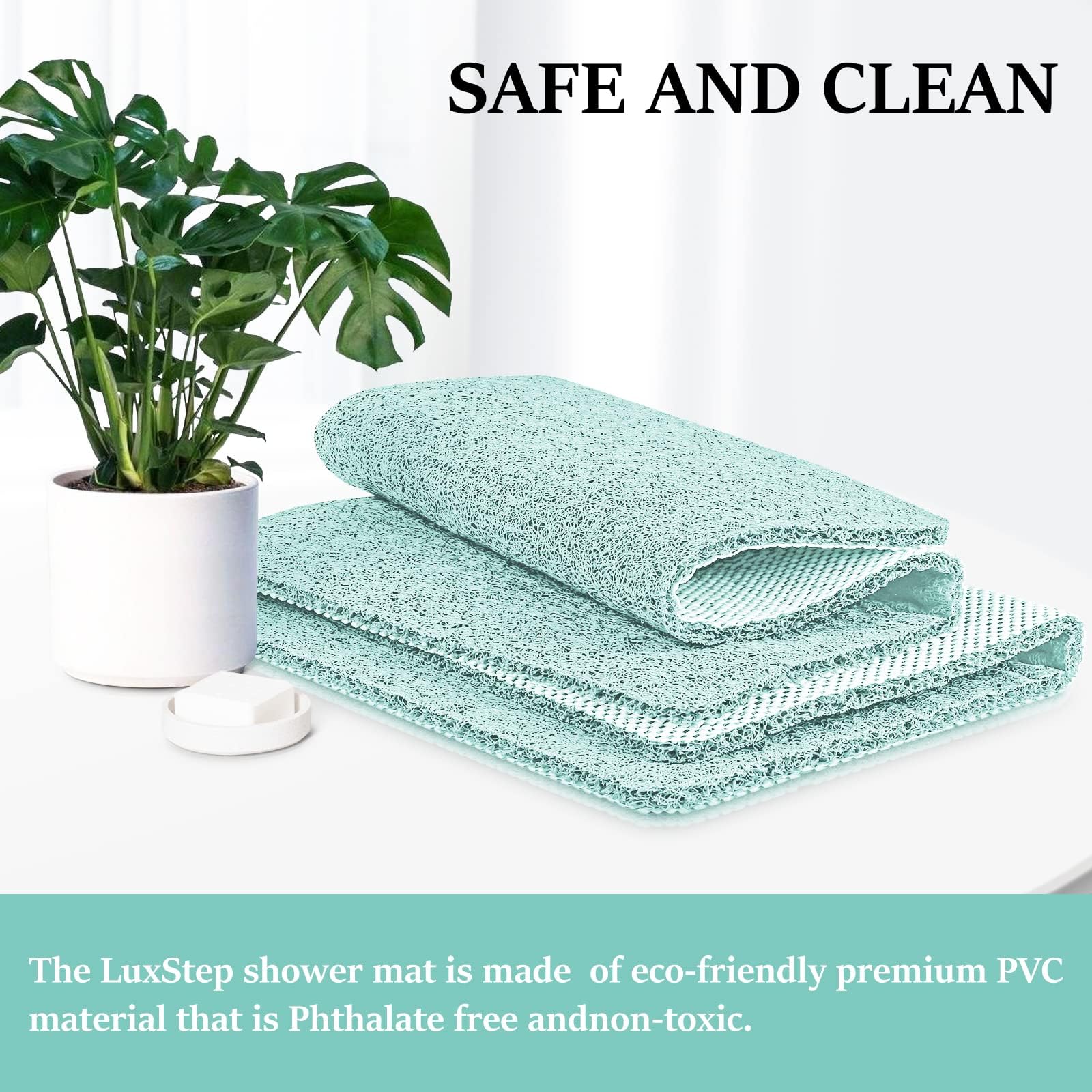 LuxStep Shower Mat Bathtub Mat Non-Slip Bath Mat with Drain, Quick Drying