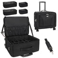 MONSTINA Rolling Makeup Train Case, Cosmetology Case on Wheels Makeup Artist Bag Professional Cosmetics Beauty Hairdresser Bag Hairstylist Cosmetic Bag with 4 Bags Extra Large Makeup Bag with Wheels