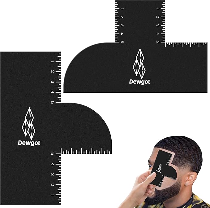 Dewgot Enhancement Card for Barbers with Measurement Indicators, Reusable Barber Hairline Shaping Tool and Color Spray Edge Line Up Tool (2PCS)
