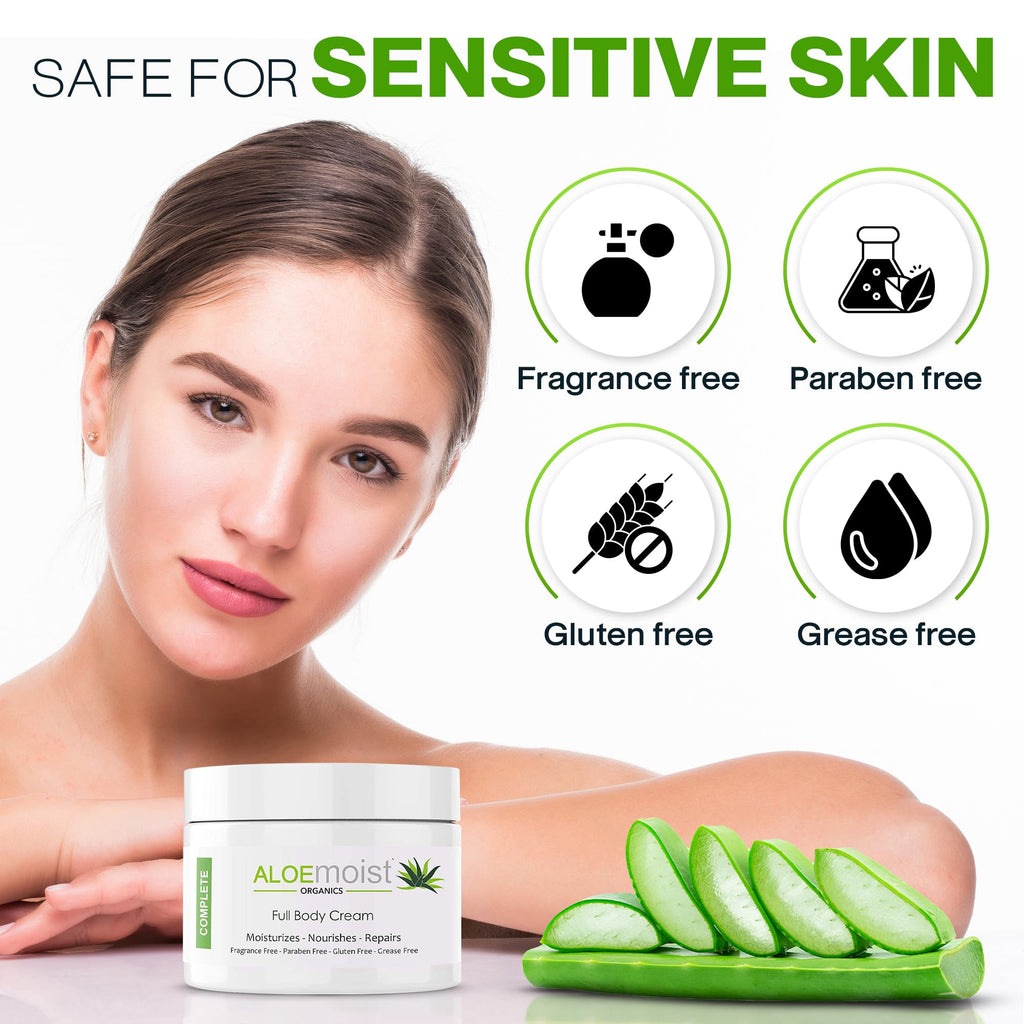 Organic Aloe Vera Face Cream & Body Moisturizing Cream, Natural Aloe Vera Lotion with Vitamin E Oil, Vitamin C, Retinol Cream, Shea Butter, Anti Aging Face Moisturizer for Women Dry Skin (8 oz - 2pk)