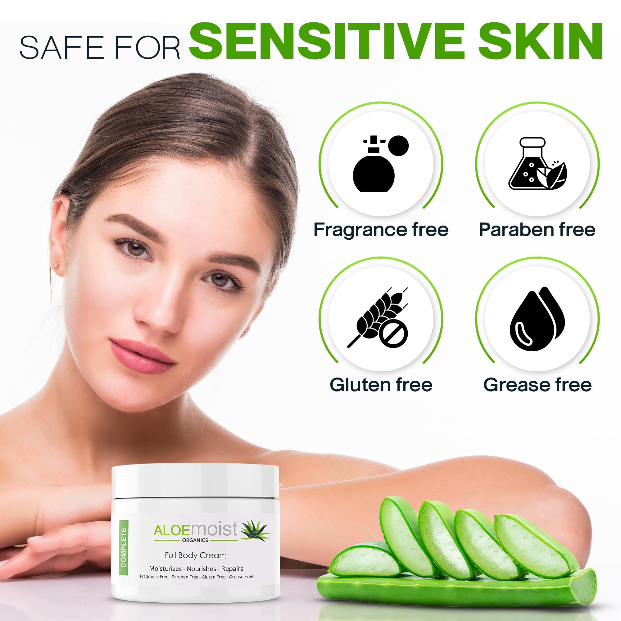 Organic Aloe Vera Face Cream & Body Moisturizing Cream, Natural Aloe Vera Lotion with Vitamin E Oil, Vitamin C, Retinol Cream, Shea Butter, Anti Aging Face Moisturizer for Women Dry Skin (8 oz - 2pk)