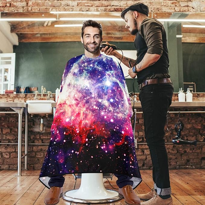 visesunny Barber Cape Amazing Nebula Deep Space Polyester Hair Cutting Salon Cape Apron Anti-Static Haircut Shaving Cloth Beard Shaving Bib Hairdressing Cape