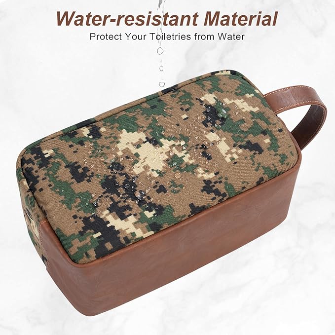 Ezday Travel Toiletry Bag for Men, Hanging Toiletry Organizer, Water Resistant Shaving Kit with Large Capacity for Travel Accessories (Camo-Green, Medium)