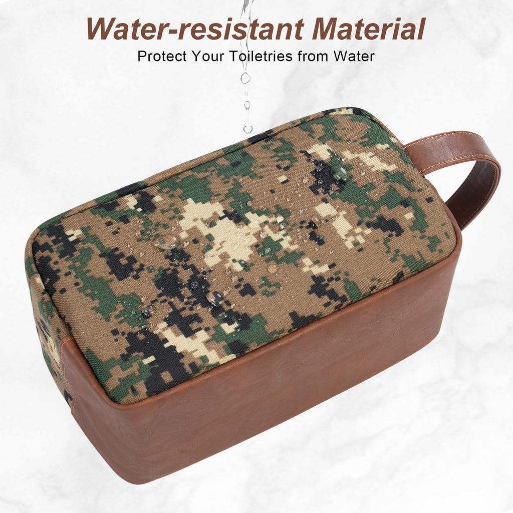 Ezday Travel Toiletry Bag for Men, Hanging Toiletry Organizer, Water Resistant Shaving Kit with Large Capacity for Travel Accessories (Camo-Green, Medium)