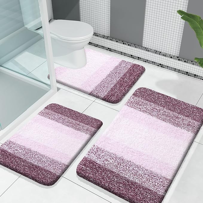 OLANLY Microfiber Bathroom Rugs Sets 3 Piece, 30"x20"+24"x16"+24"x20"