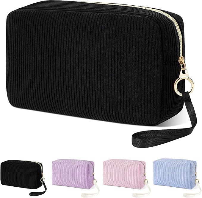 Tampon Holder for Purse, Corduroy Period Bag Sanitary Napkin Storage Bag for Girls Womens, Portable Feminine Emergency Pad Period Pouch(Black)
