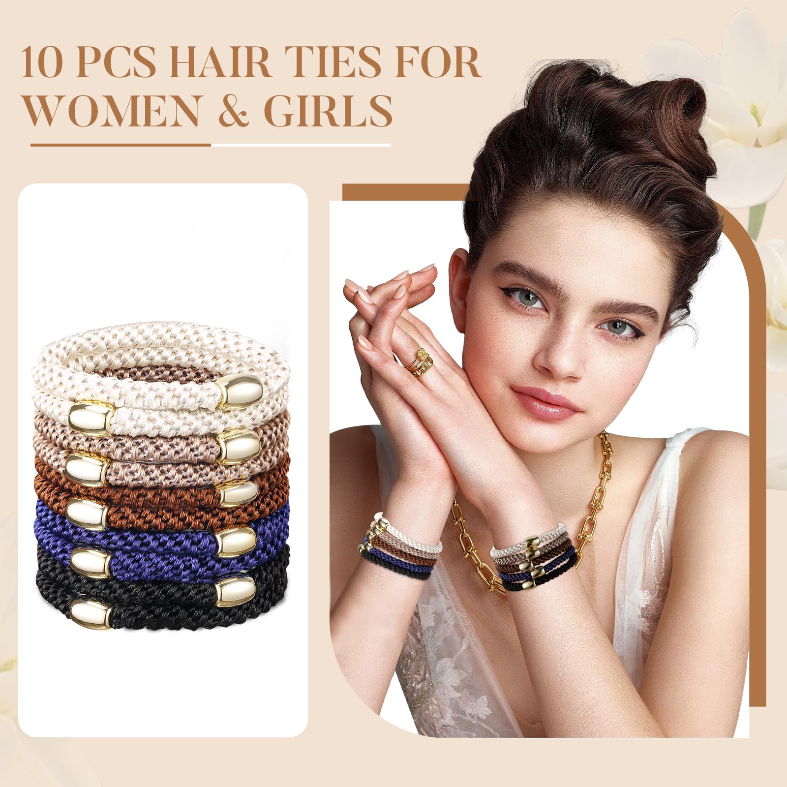 FORENEE 10Pcs Braided Hair Ties for Thick Hair - Classic Dinner