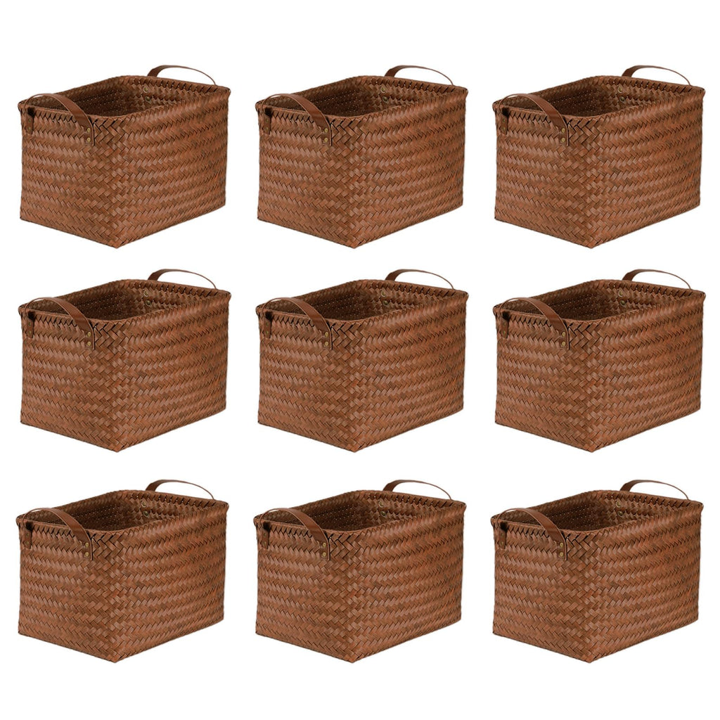 BROWNLILY Handwoven Clothes Basket Laundry Hampers Large Wicker Storage Baskets for Shelves Blankets Closet Storage Bins Car Bedroom Bathroom Organizers and Storage Bath (9, Brown)