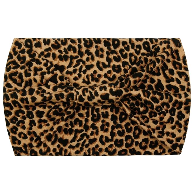 Huachi Wide Headbands for Women Black Stylish Head Wraps Boho Thick Hairbands Large African Leopard Printed Sport Yoga Turban Headband Hair Accessories (Pack of 4)