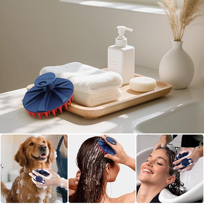 INNERNEED Silicone Scalp Scrubber for Hair Washing & Scalp Massage, Red