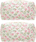 PAZIMIIK Small Quilted Makeup Bag,Zipper Cosmetic Pouch,Floral Pink,2 Pack