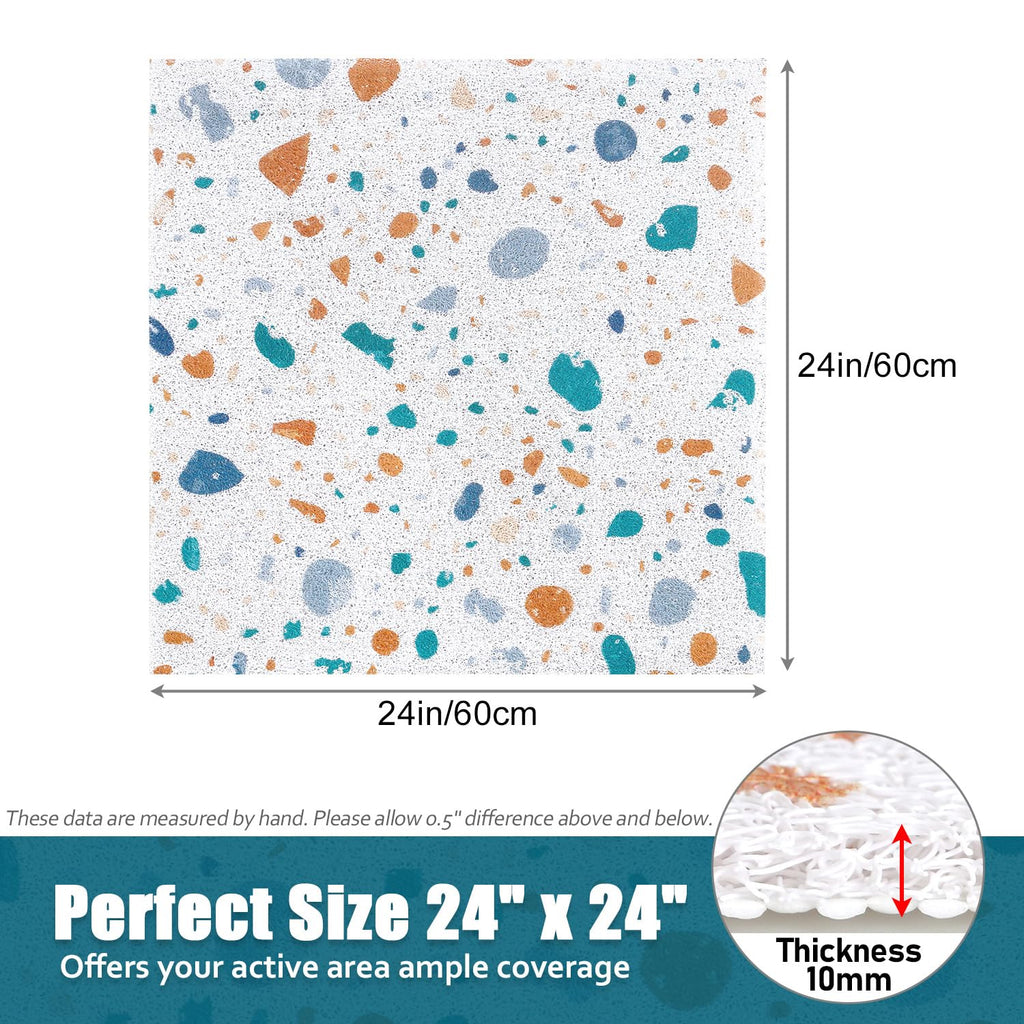 Shower Mat Anti Slip - 24x24 Inch Soft Comfort Bath Mat with Drainage Holes, PVC Loofah Massage Bathmat for Shower, Tub, Bathroom, Wet Areas, Quick Drying