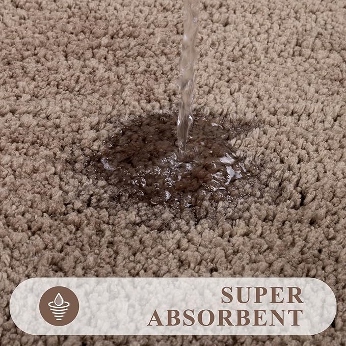 Pauwer Bathroom Rugs Sets 3 Piece, Microfiber Bath Mat Set, Coffee