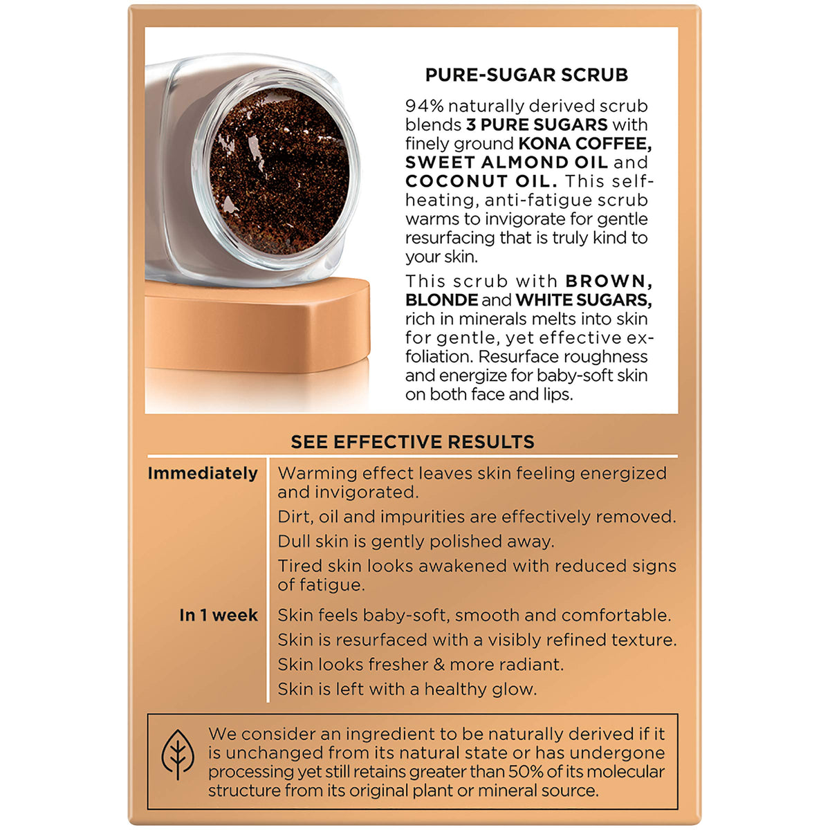 L'oreal Paris Skin Care Pure Sugar Face Scrub With Kona Coffee To Instantly Resurface & Energize for Soft Glowing Skin, 1.7 Ounce