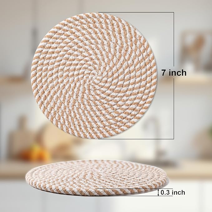 7 Inch Trivets for Hot Dishes, Pot Holders for Kitchen, Hot Pads, Coasters