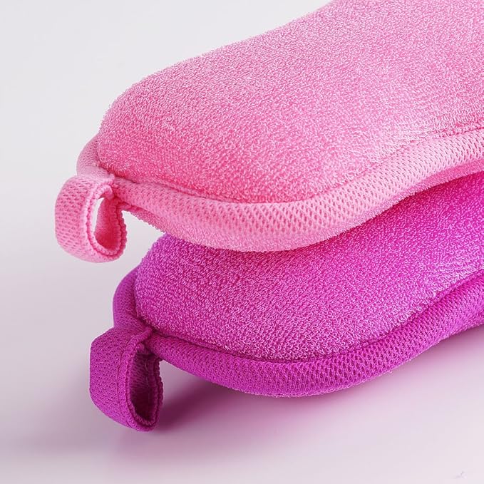 BabaMate Baby Bath Sponge - Ultra Soft Baby Sponge for Bathing - Kids Bath Sponges for Infants, Toddler Bath Time, 2 Count (1 Pack) - Pink Violet