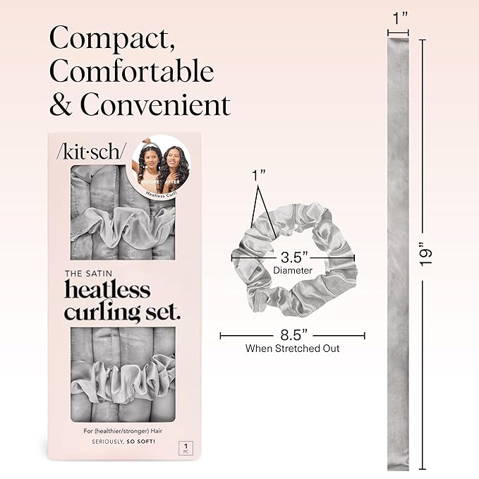 Kitsch Satin Heatless Curls Overnight Set - Silver