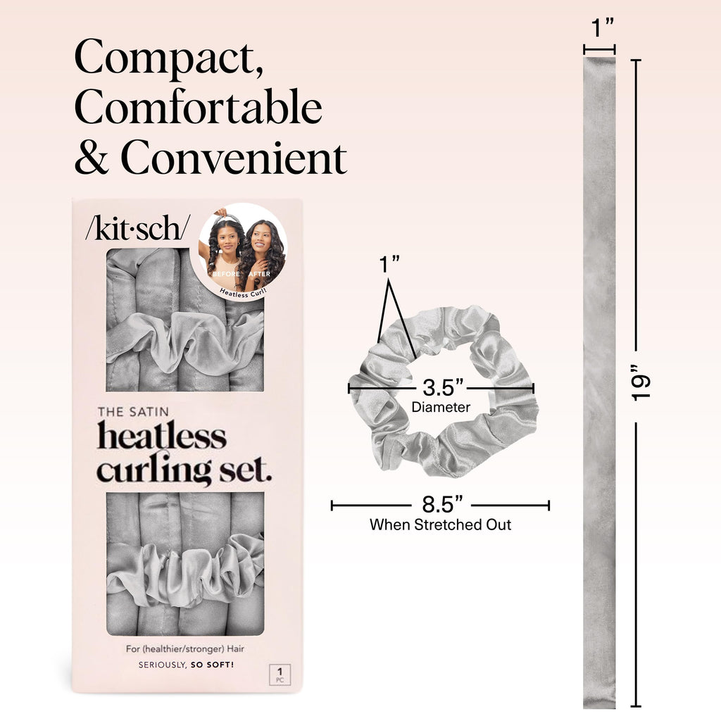 Kitsch Satin Heatless Curls Overnight Set - Silver