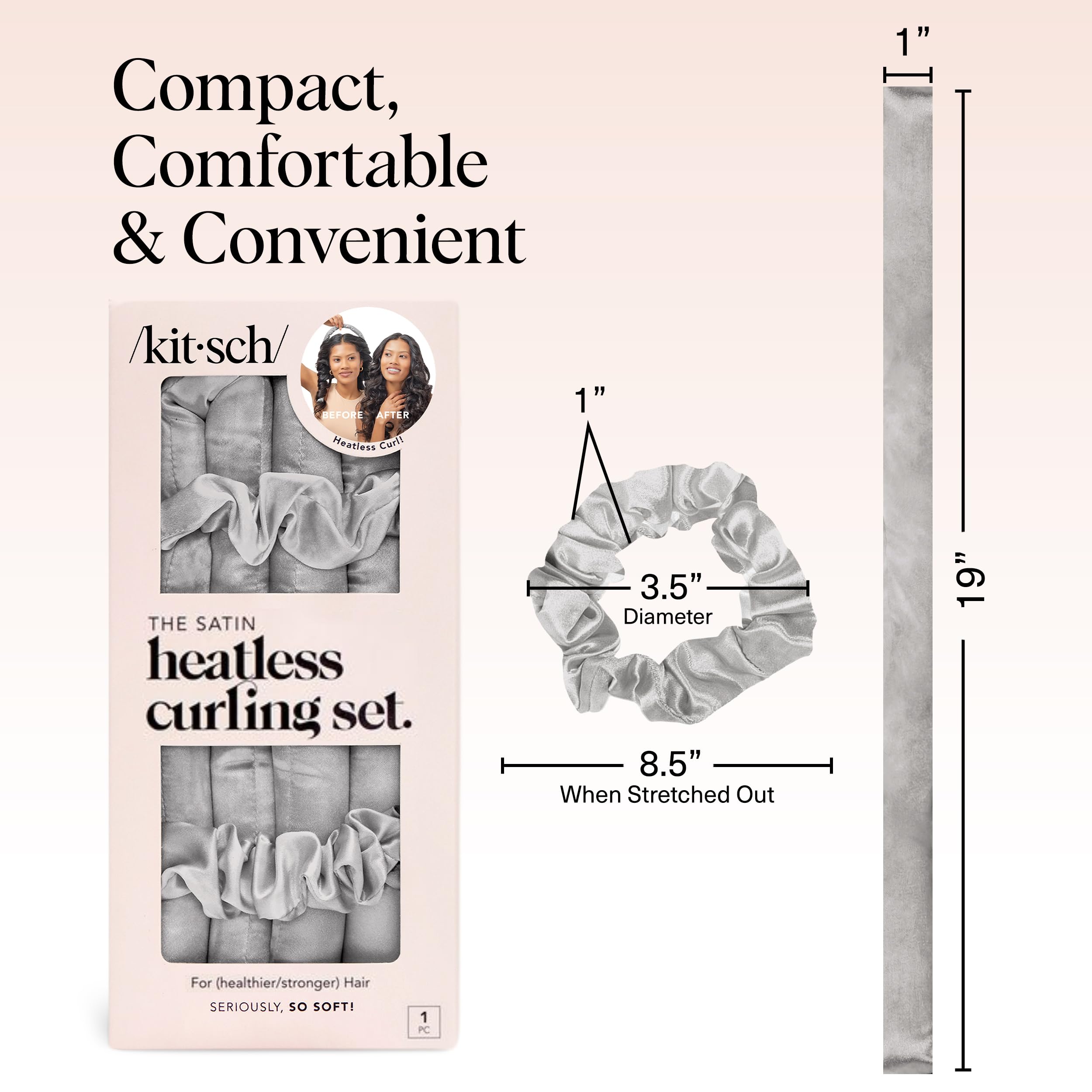 Kitsch Satin Heatless Curls Overnight Set - Silver