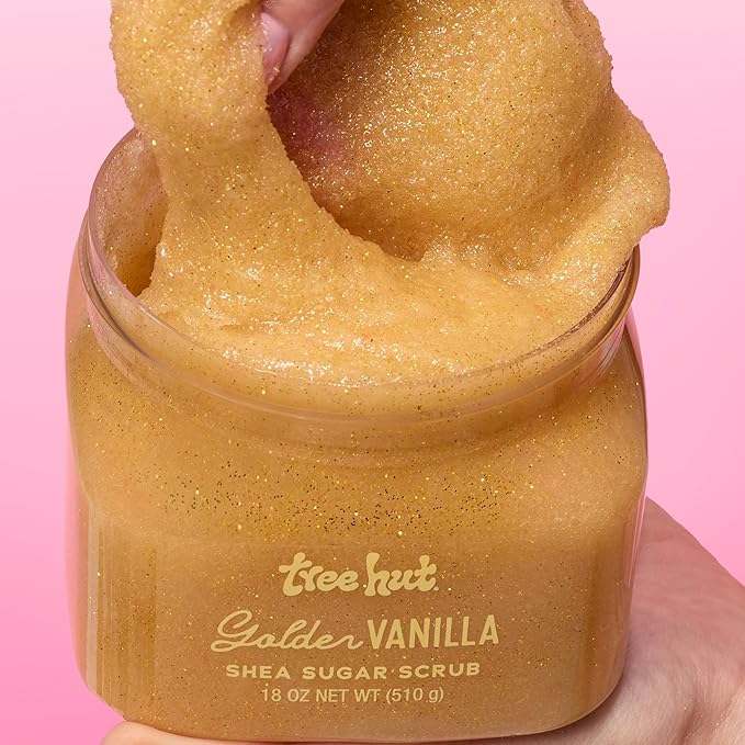 Tree Hut Golden Vanilla Body Scrub, Exfoliating Sugar Scrub, Vegan, 18 Oz