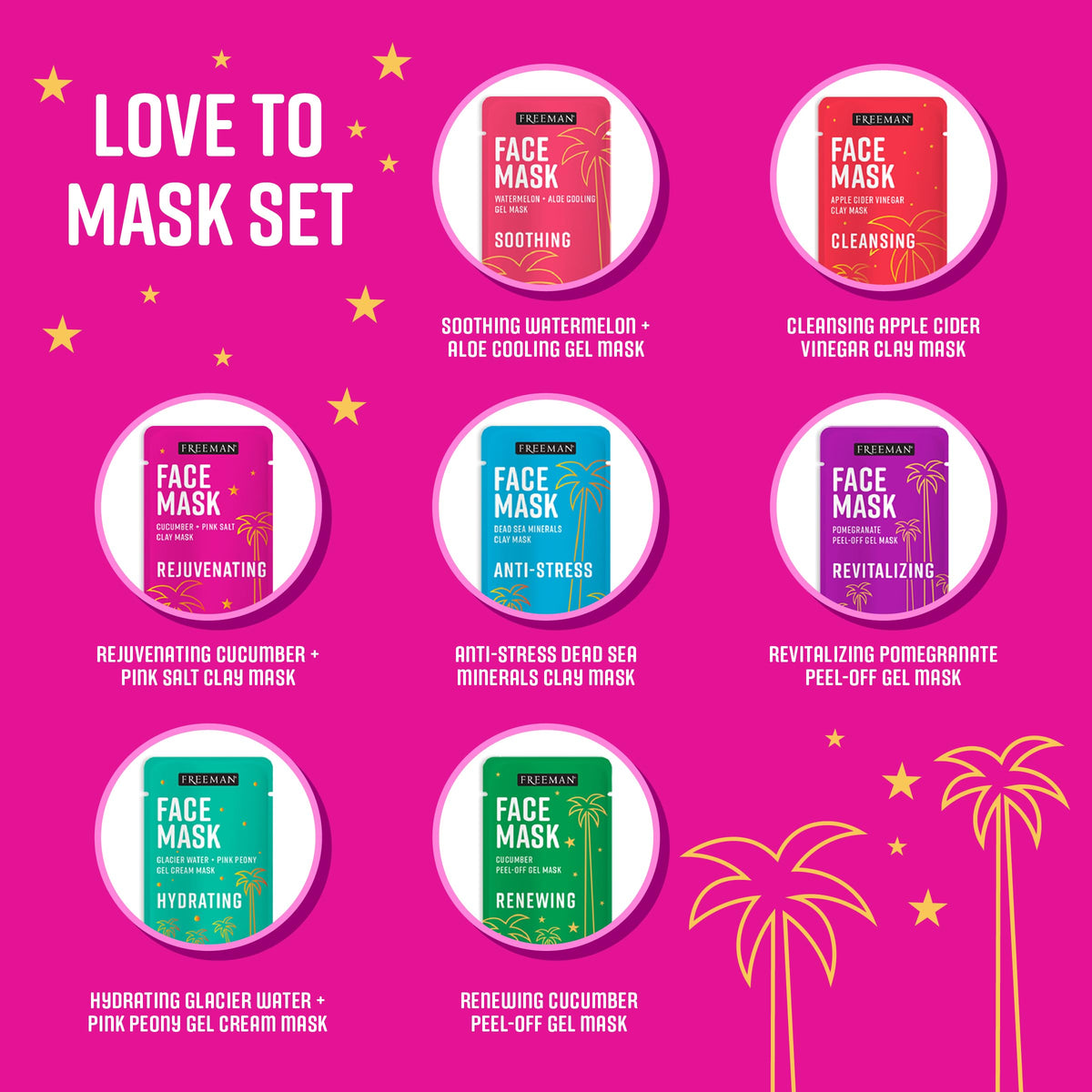 Freeman 14 Piece Love To Mask Variety Pack, Face Masks