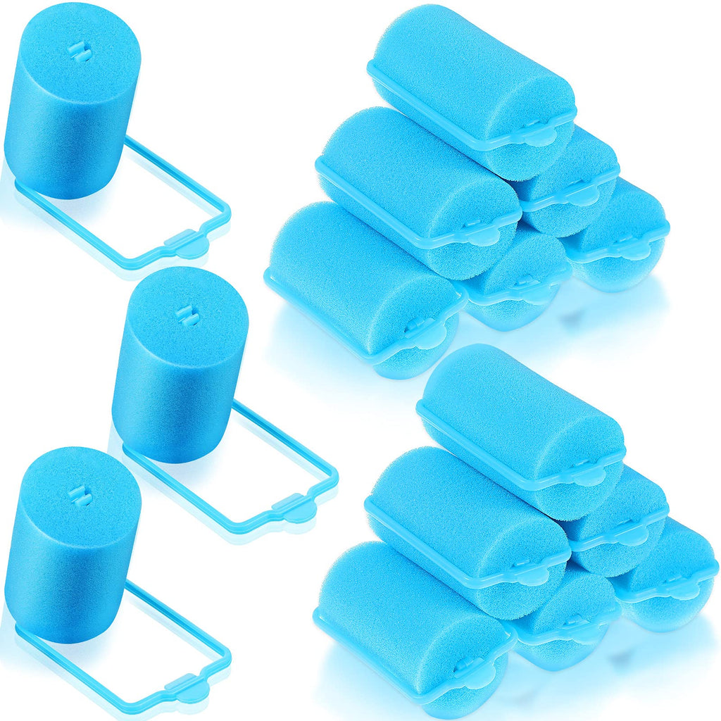 Geyoga 18 Pieces Blue Sponge Hair Rollers For Women, 1.4 X 2.6 In