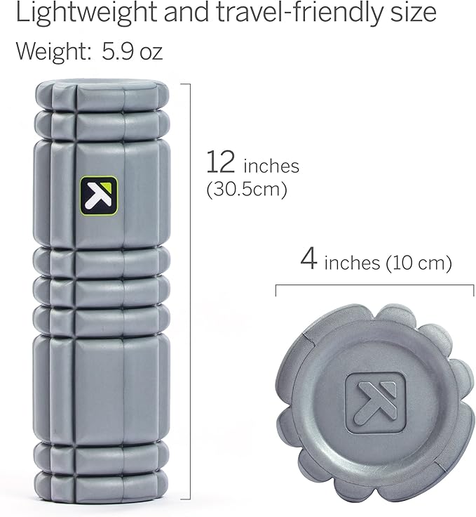 TriggerPoint CORE Foam Massage Roller (Back, Body, Legs) with Softer Compression, Deep Tissue and Muscle Recovery - Relieves Muscle Pain & Tightness, Improves Mobility & Circulation (12''), Gray