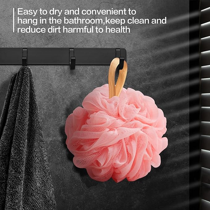 Fishent Bath Loofah Sponge, 3 Pack loofahs Exfoliating Body Scrubber, 60g Soft Mesh Pouf Shower Puffs, Loofa for Women and Men
