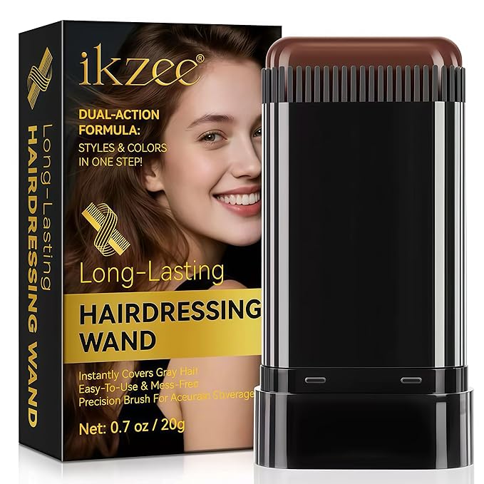 Temporary Hair Dye Comb for Gray Hair Coverage, Disposable Hair Color Stick with Precision Brush, Advanced Non-Irritating & Smudge-Proof Formula, Quick Root & Sideburn Touch-Up (light brown)