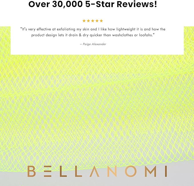 BELLANOMI African Exfoliating Net Sponge, Authentic, Ethically sourced from Nigeria, 45 inches Long, Back Scrubber for Daily use (Lemon)