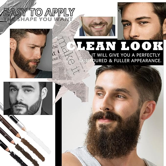 NewBang 12PCS Barber Pencil Hairline Outliner with Sharpener, Hairline & Beard Shaping Pencils for Men & Women (Black, White, Dark Brown, Light Brown)