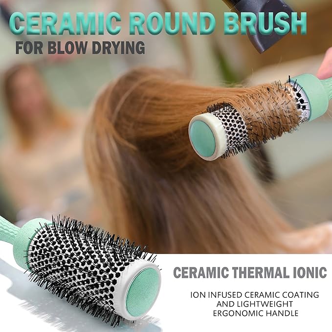 Fiora Naturals Hair Brush Set - Detangler, Round Brush, and Comb for Women - Brushes for All Hair Types including Natural, Fine & Curly - Ideal for Detangling and Blow Drying