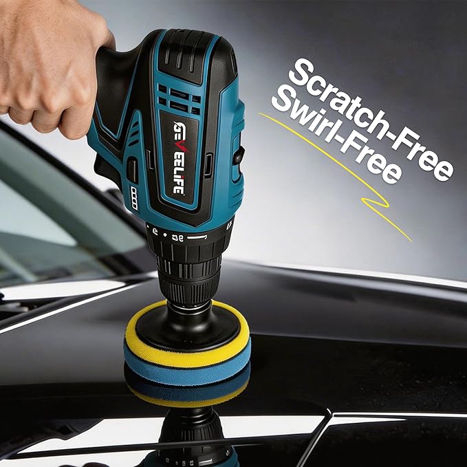 GEVEELIFE 9Pcs Buffing Polishing Pads Kit, 3 Inch Buffing Pads, Sponge & Woolen Pads with M14 Drill Adapter & Backing Plate for Car Care, Polishing, Washing, Cleaning, Waxing