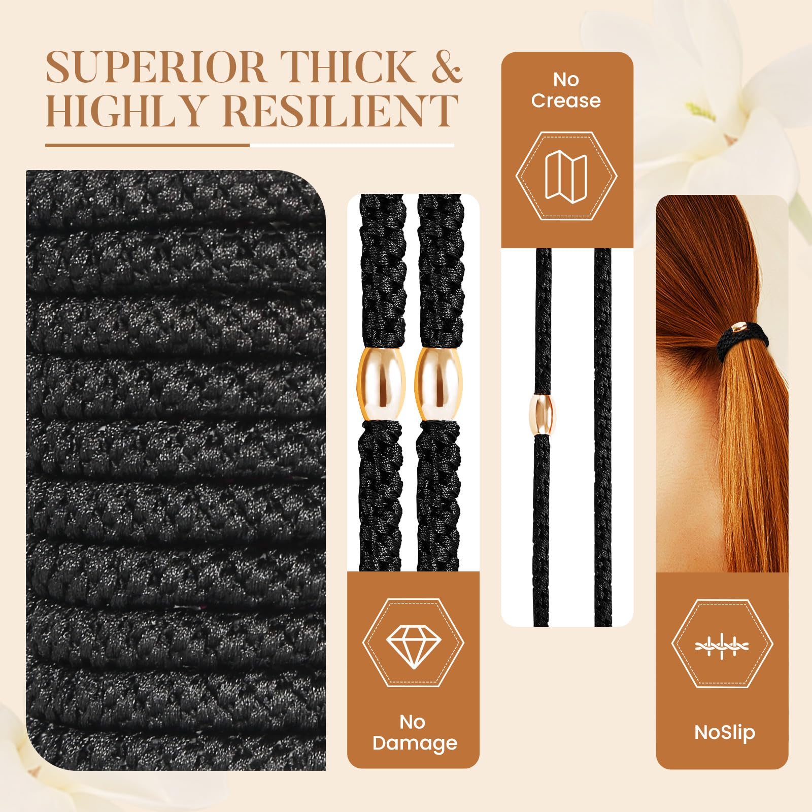FORENEE 10Pcs Braided Hair Ties for Thick Hair - Black