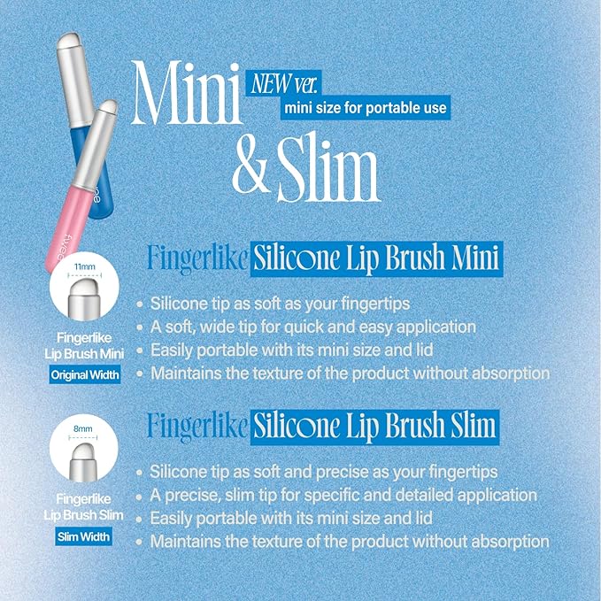 fwee Fingerlike Silicone Lip Brush Slim | Multi-purpose Makeup Blending Brush with Lid