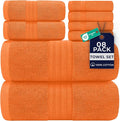 DAN RIVER 8 PC Luxury Bath Towels for Bathroom, 2 Bath, 2 Hand, and 4 Wash Cloths, 600 GSM 100% Ring Spun Cotton Towel Set, Highly Absorbent, Gym, Hotel, and Spa, Orange