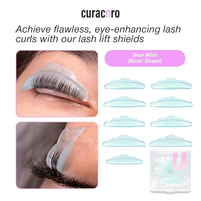 Curacoro Lash Lift Shields, 10 Pcs/5 Sizes Reusable Silicone Rods