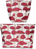 BOCGRPU 2 Pcs Makeup Bags for Purse, Large Cute Cosmetic Bag Travel Toiletry Bag Organizer for Women, Embroidery Craft Mushroom Makeup Bag Small Cosmetic Pouch Purse with Zipper (Red Mushroom)