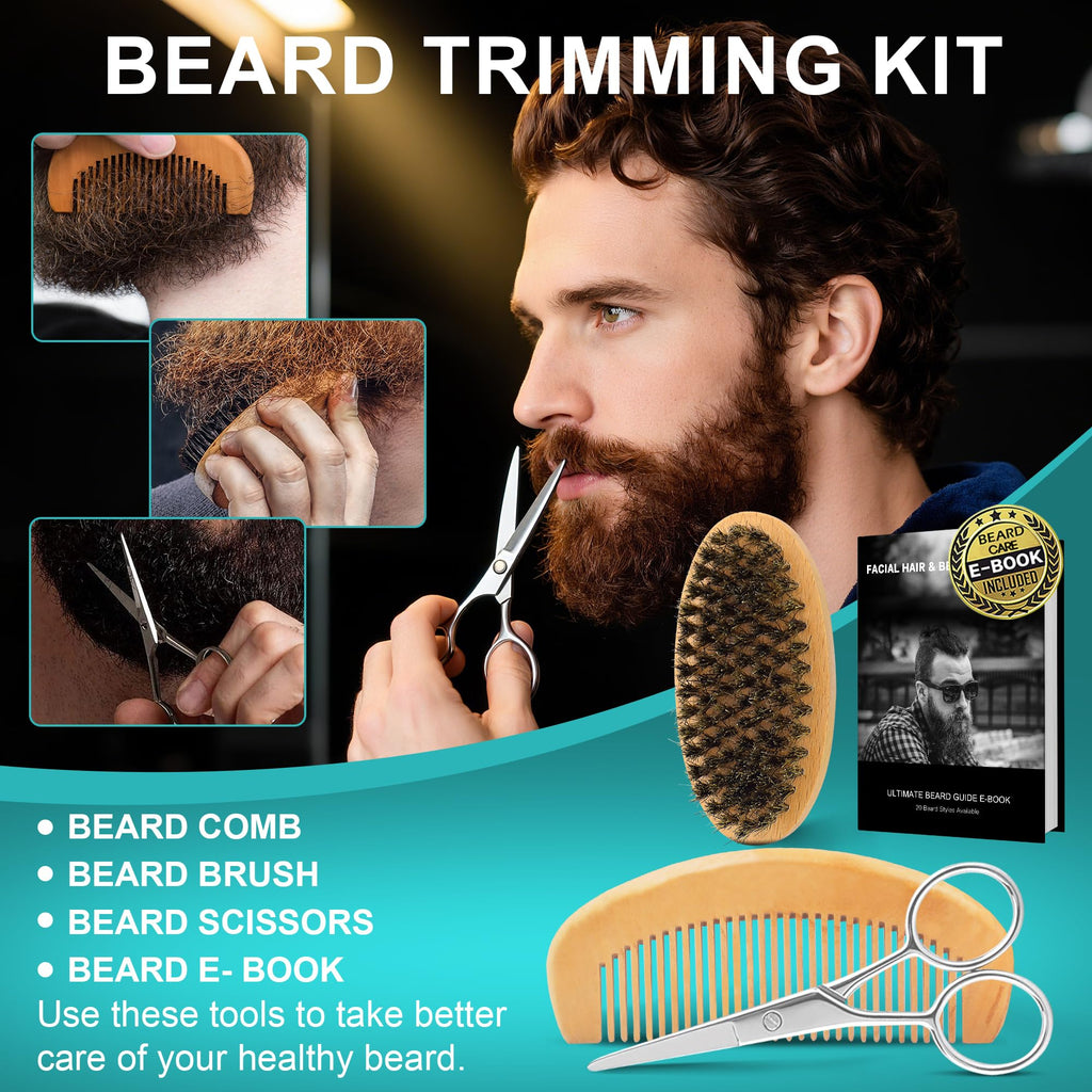 XIKEZAN Beard Kit for Men Grooming/Care w/Coffee Scent-Soften,Soothe Beard