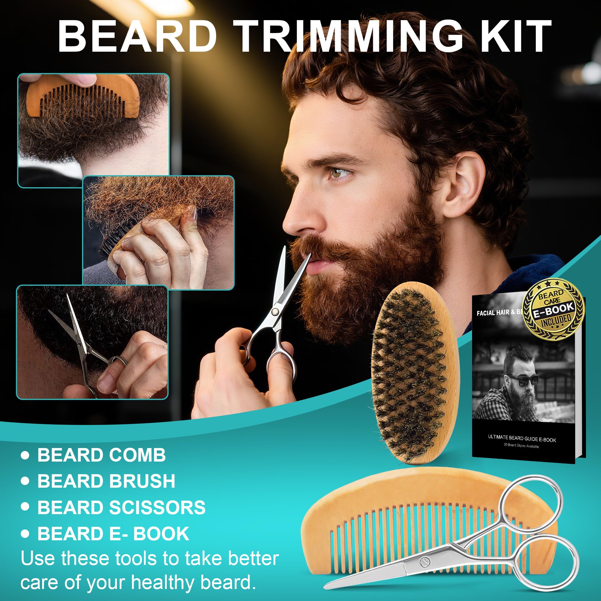 XIKEZAN Beard Kit for Men Grooming/Care w/Coffee Scent-Soften,Soothe Beard