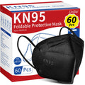 ChiSip KN95 Face Mask 60 Pcs, 5 Layer Cup Dust Safety Masks, Breathable Protection Masks Against PM2.5 Dust for Men, Women Black