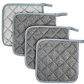 MAQIHAN 4 PCS Pot Holders for Kitchen - Cotton Hot Pads for Kitchen Gray