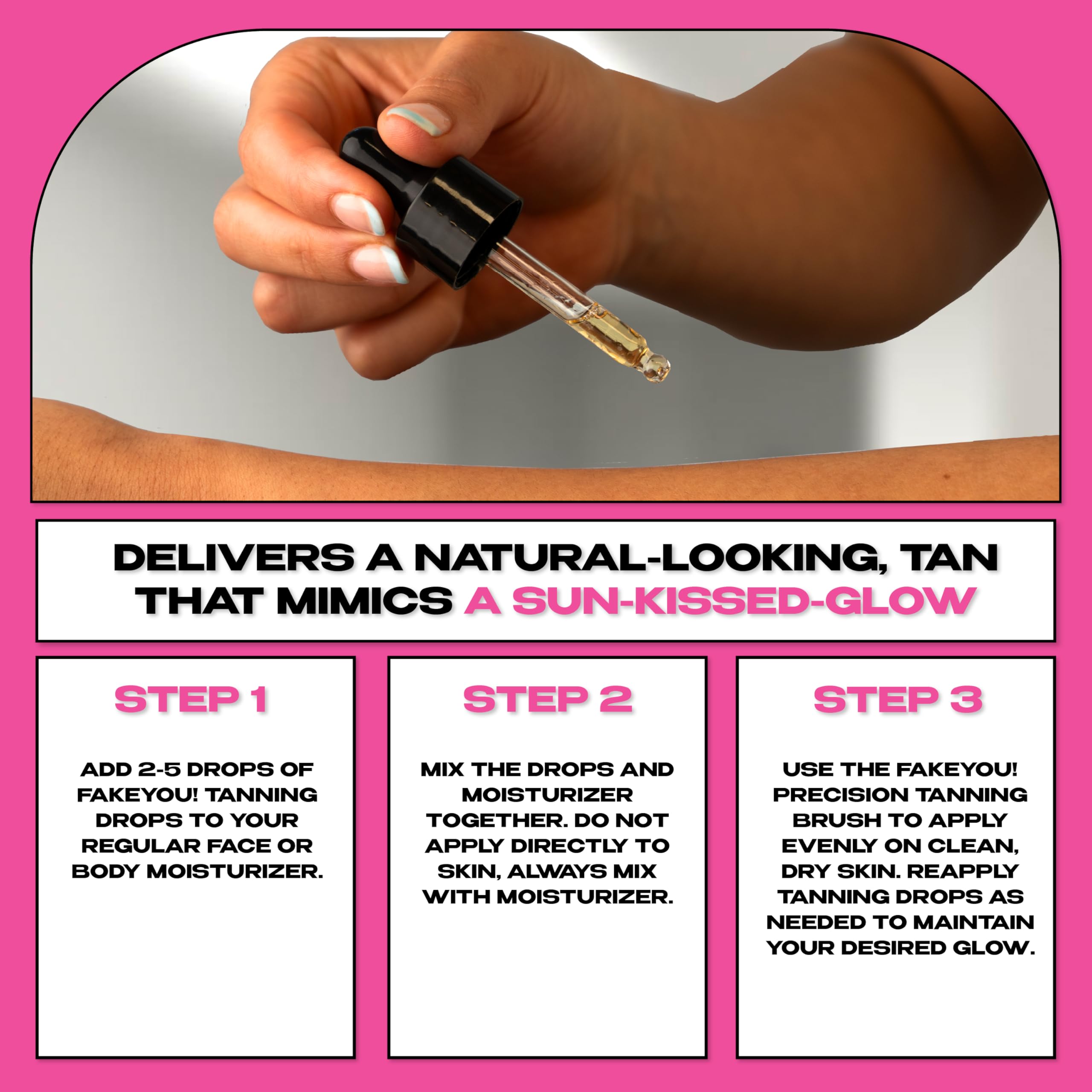 Fake You! Tanning Drops – Self Tanner for Natural Glow – Buildable Face & Body Tan – Streak-Free Finish – Long-Lasting Hydration/Sunless Tanning – 30ml