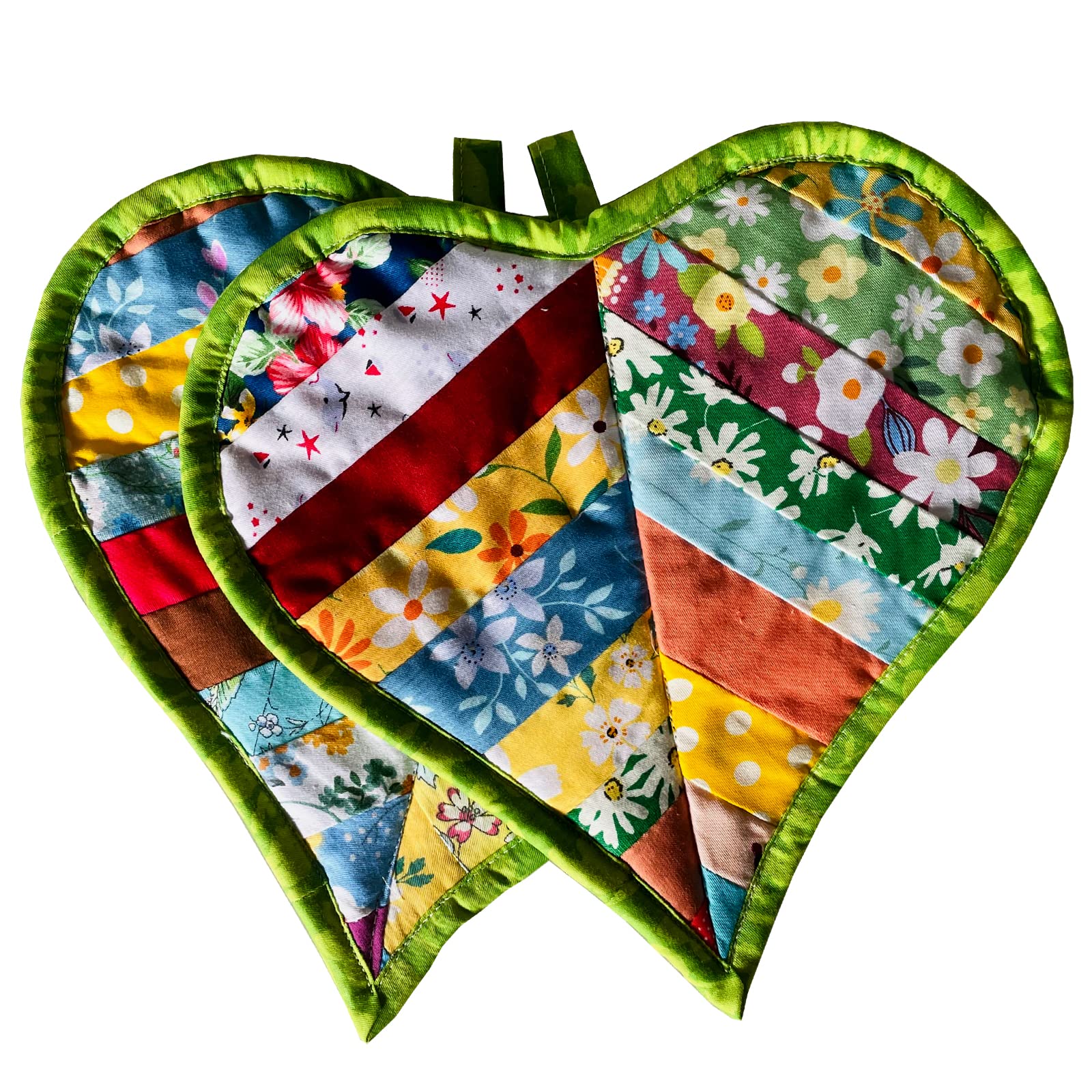 Pot Holders for Kitchen Hot Pads 100% Cotton for BBQ/Cooking/Baking/Grilling/Microwave/Barbecue (2PCS Loves)