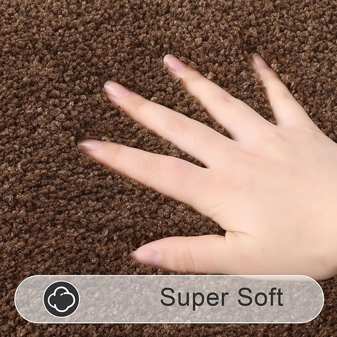 SHACOS Dark Brown Bathroom Rugs Sets 3 Piece Bath Mat U Shaped Toilet Rug