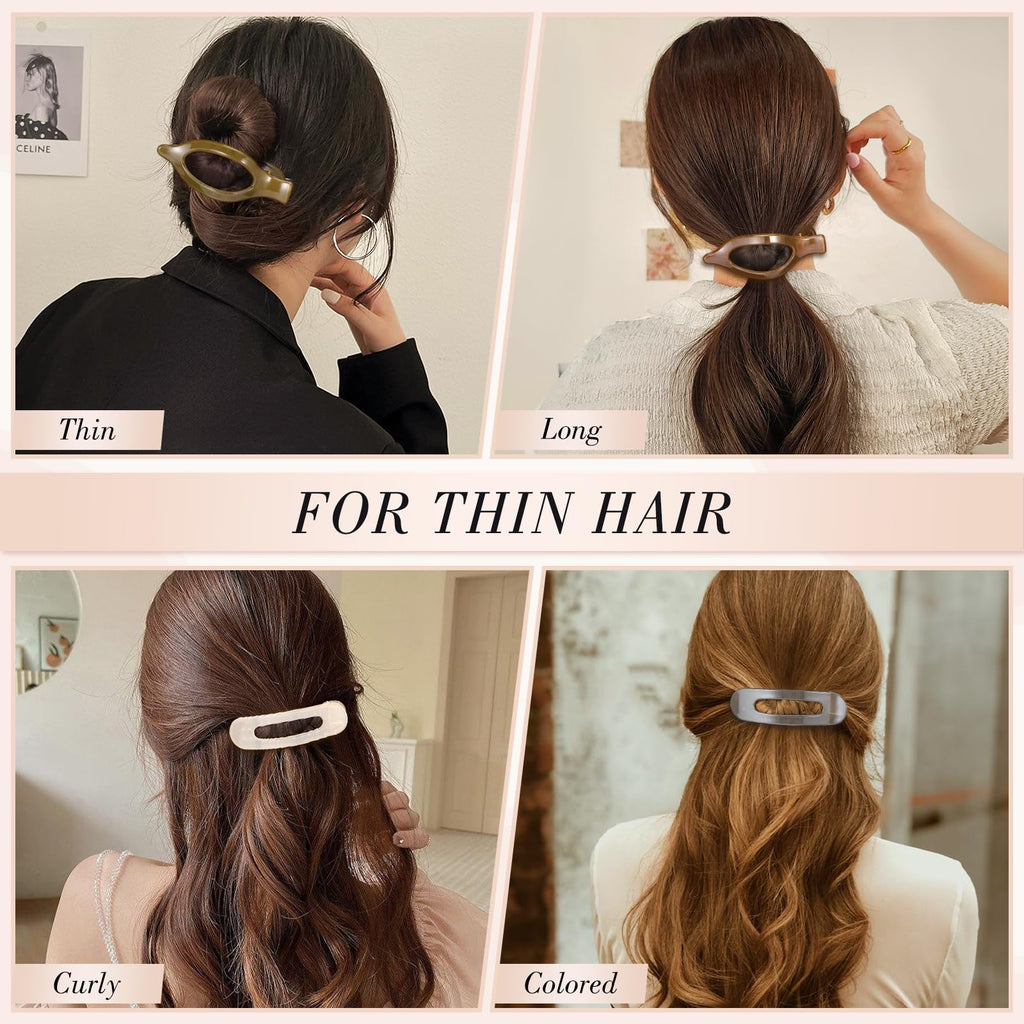 obeoby 8 Pcs Flat Hair Claw Clips For Women, 2 Styles French Barrettes Set