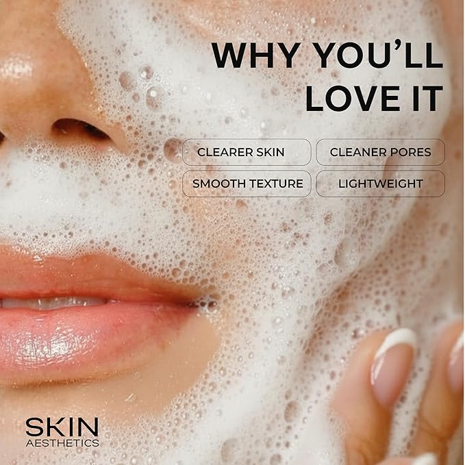 Skin Aesthetics Face Scrub with Hyaluronic & Salicylic Acid – Deep Cleansing, Hydrating & Gentle Exfoliating Face Wash For Acne-Prone Skin – Dermatologist Tested, Korean Skin Care – 6.76 Fl Oz