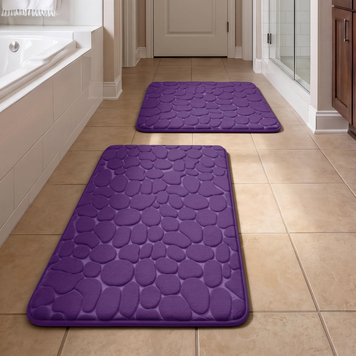 YIHOUSE Bathroom Rugs Mat Set, Memory Foam Bath Mat 5 Piece Dark Grey