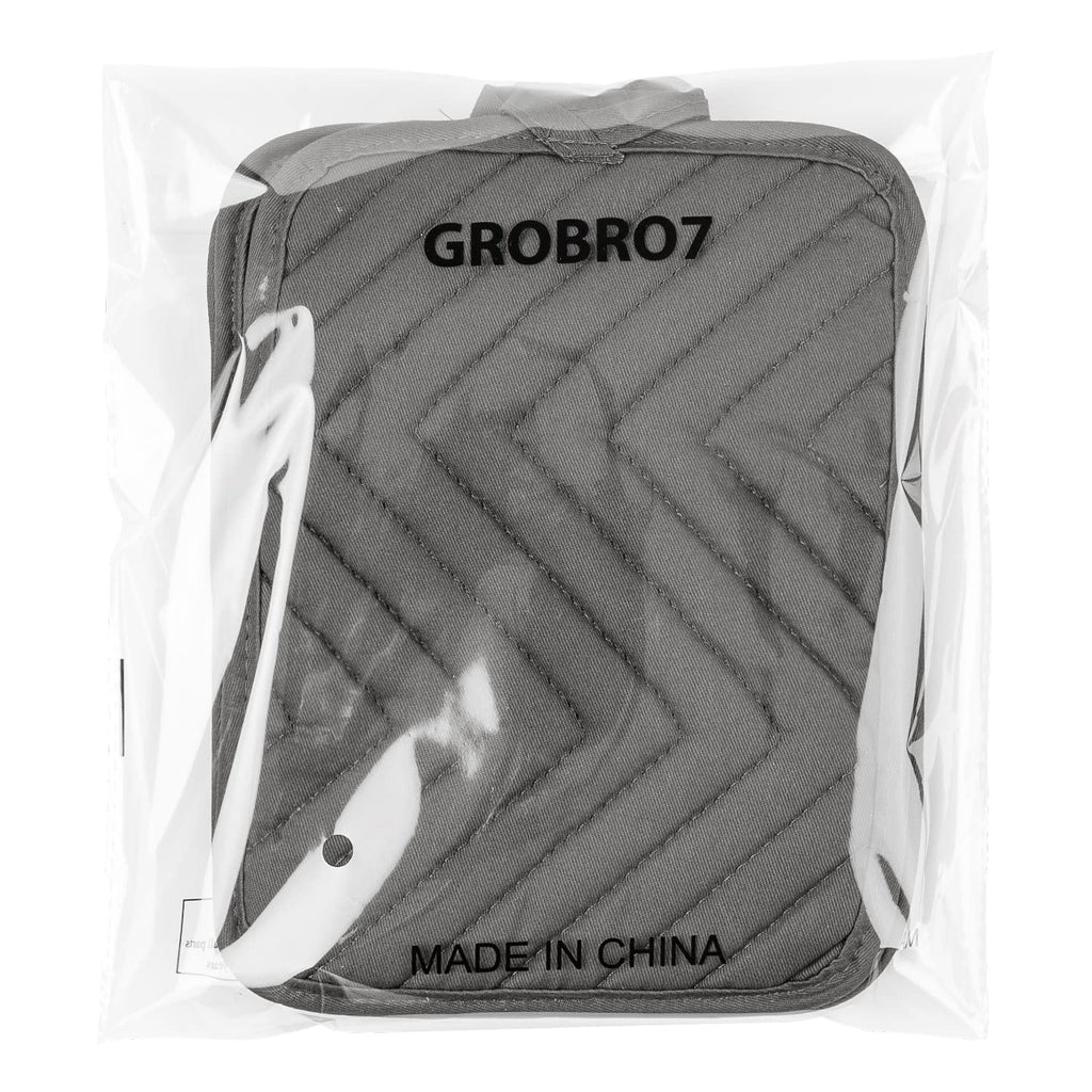 GROBRO7 5Pack Pot Holders for Kitchen Heat Resistant Cotton Potholder Multipurpose Hot Pad Machine Washable Oven Mitts with Pocket Potholders for Baking and Cooking 8.9 x 6.9 in Gray Black