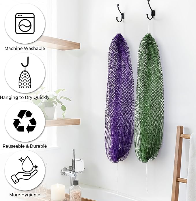 African Net Sponge Authentic - Exfoliating Back Scrub Bath Sponge with Knots - Afro Scrub Body Scrubber Exfoliator Washcloth - African Body Care Daily Use Shower Essentials